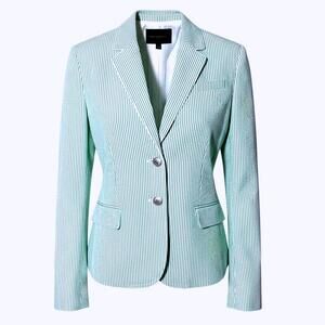 BANANA REPUBLIC® Womens (6) Mint Green Stripe Seersucker Academy Career Blazer